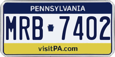 PA license plate MRB7402