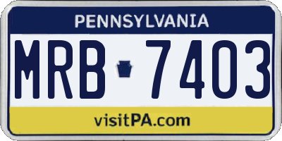 PA license plate MRB7403