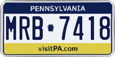 PA license plate MRB7418