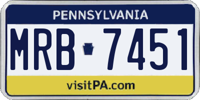 PA license plate MRB7451
