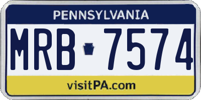 PA license plate MRB7574