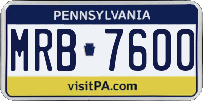 PA license plate MRB7600