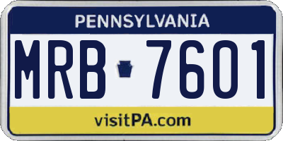 PA license plate MRB7601