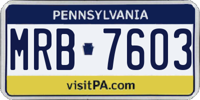 PA license plate MRB7603