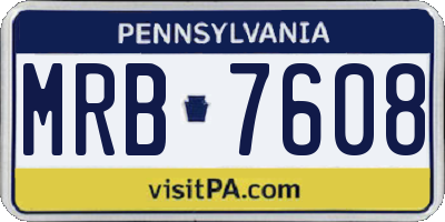 PA license plate MRB7608