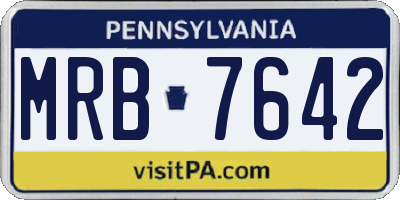 PA license plate MRB7642