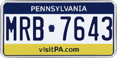 PA license plate MRB7643