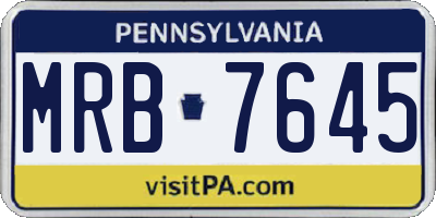 PA license plate MRB7645