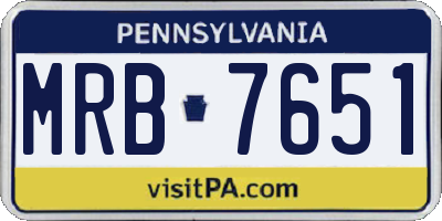 PA license plate MRB7651