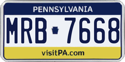 PA license plate MRB7668