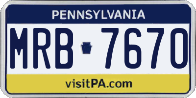 PA license plate MRB7670