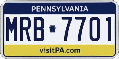 PA license plate MRB7701