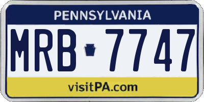 PA license plate MRB7747