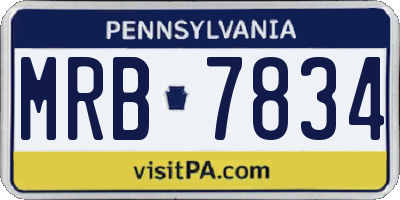 PA license plate MRB7834