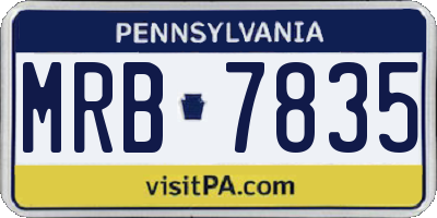 PA license plate MRB7835