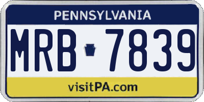 PA license plate MRB7839