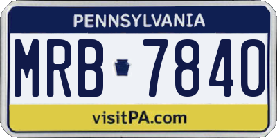 PA license plate MRB7840