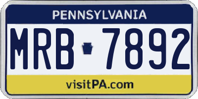 PA license plate MRB7892