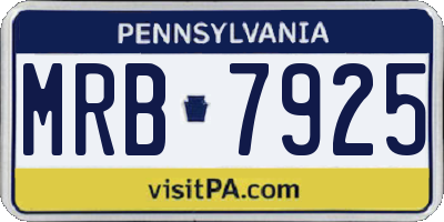 PA license plate MRB7925