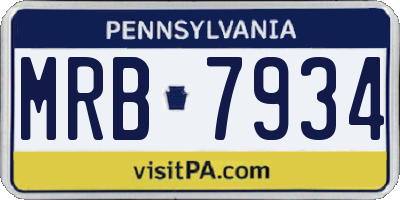 PA license plate MRB7934