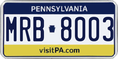 PA license plate MRB8003