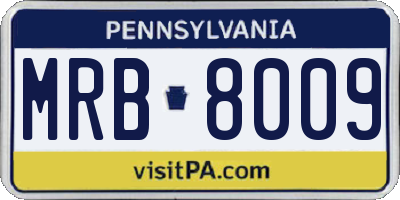 PA license plate MRB8009