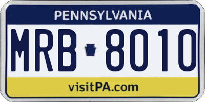 PA license plate MRB8010