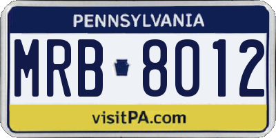 PA license plate MRB8012