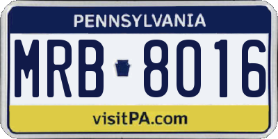 PA license plate MRB8016