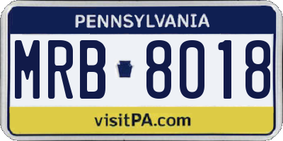 PA license plate MRB8018