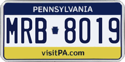 PA license plate MRB8019