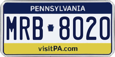 PA license plate MRB8020