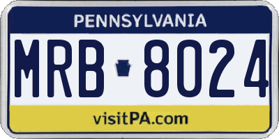 PA license plate MRB8024