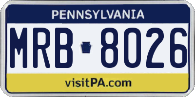 PA license plate MRB8026