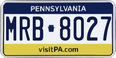 PA license plate MRB8027