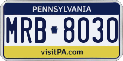 PA license plate MRB8030