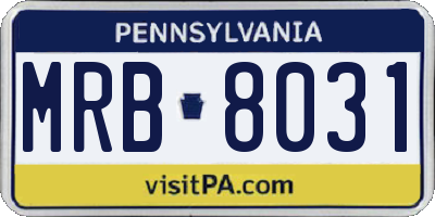 PA license plate MRB8031
