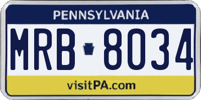 PA license plate MRB8034