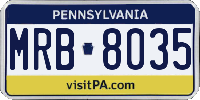 PA license plate MRB8035