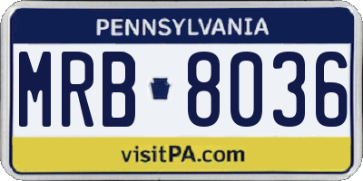 PA license plate MRB8036