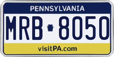 PA license plate MRB8050