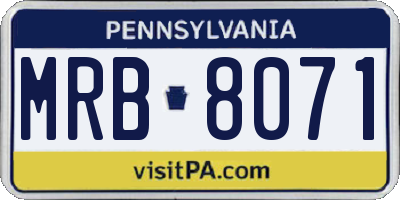 PA license plate MRB8071