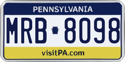 PA license plate MRB8098