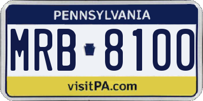 PA license plate MRB8100