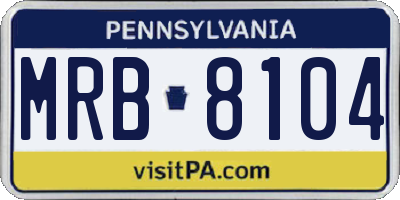 PA license plate MRB8104