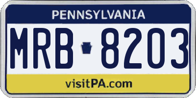PA license plate MRB8203
