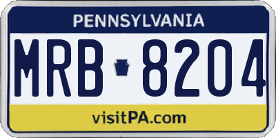 PA license plate MRB8204