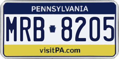 PA license plate MRB8205