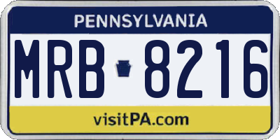 PA license plate MRB8216