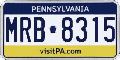 PA license plate MRB8315
